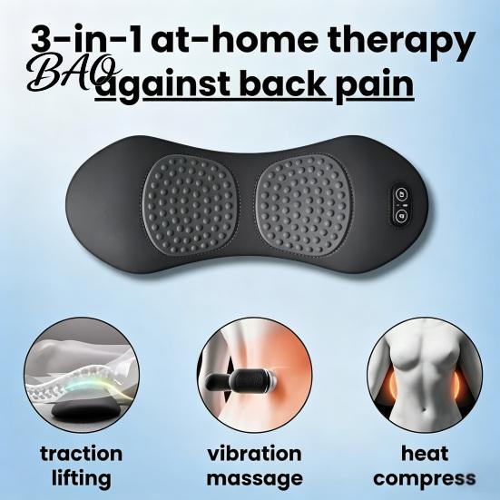 Adjustable Back Support for Car 3-in-1 Lumbar Pillow, Triple Fusion Lower Massager with Heat, Vibration, Electric Orthopedic Spine Alignment Pad Lift,