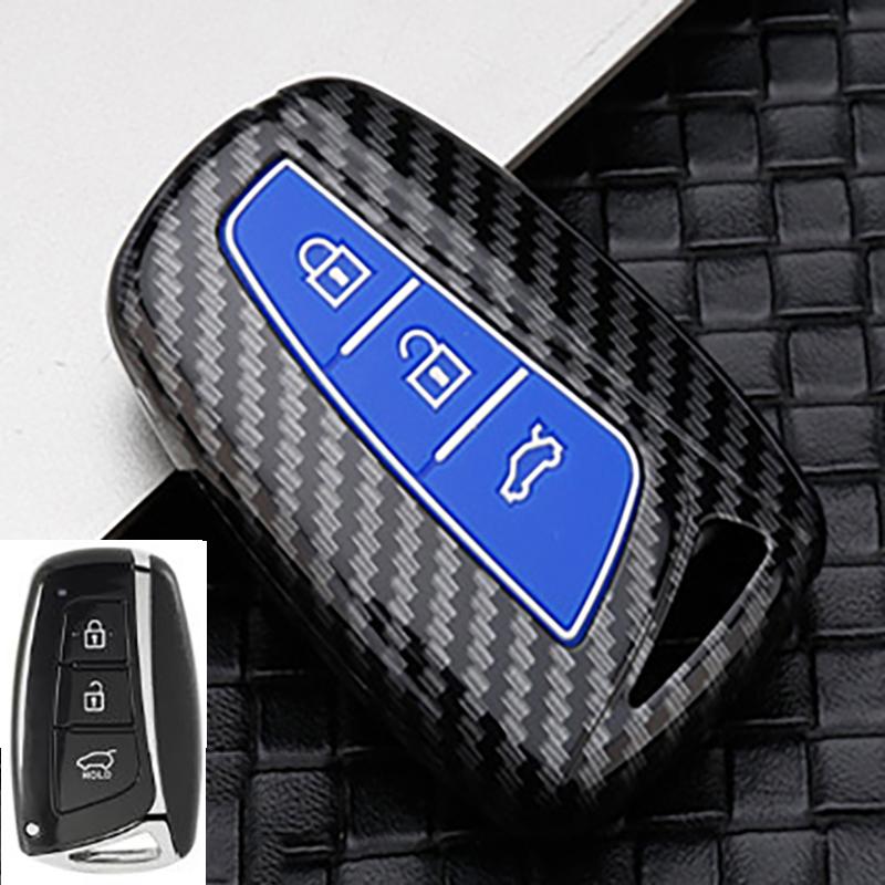 3/4 Buttons Carbon Auto Key Fob Cover Housing Fit For Hyundai Santa Fe Sport Ix45 Equus Centennial Genesis G80 Grandeur Azera 2013-
