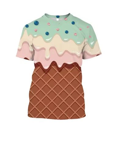 Ice Cream Fashion 3D Printed Men's T-Shirt Summer Quick Dry Breathable Comfortable Outdoor Exercise Daily