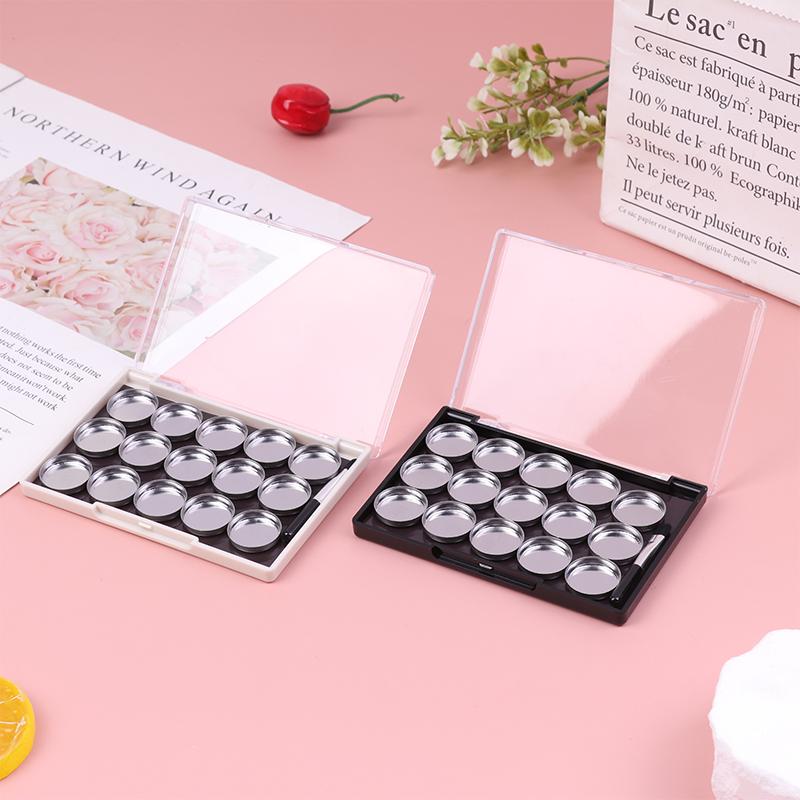 1 Stück leere magnetische Kosmetikpalette Lidschatten Rouge DIY Make-up-Box mit 15 Fächern Eisenplatte und Pinsel