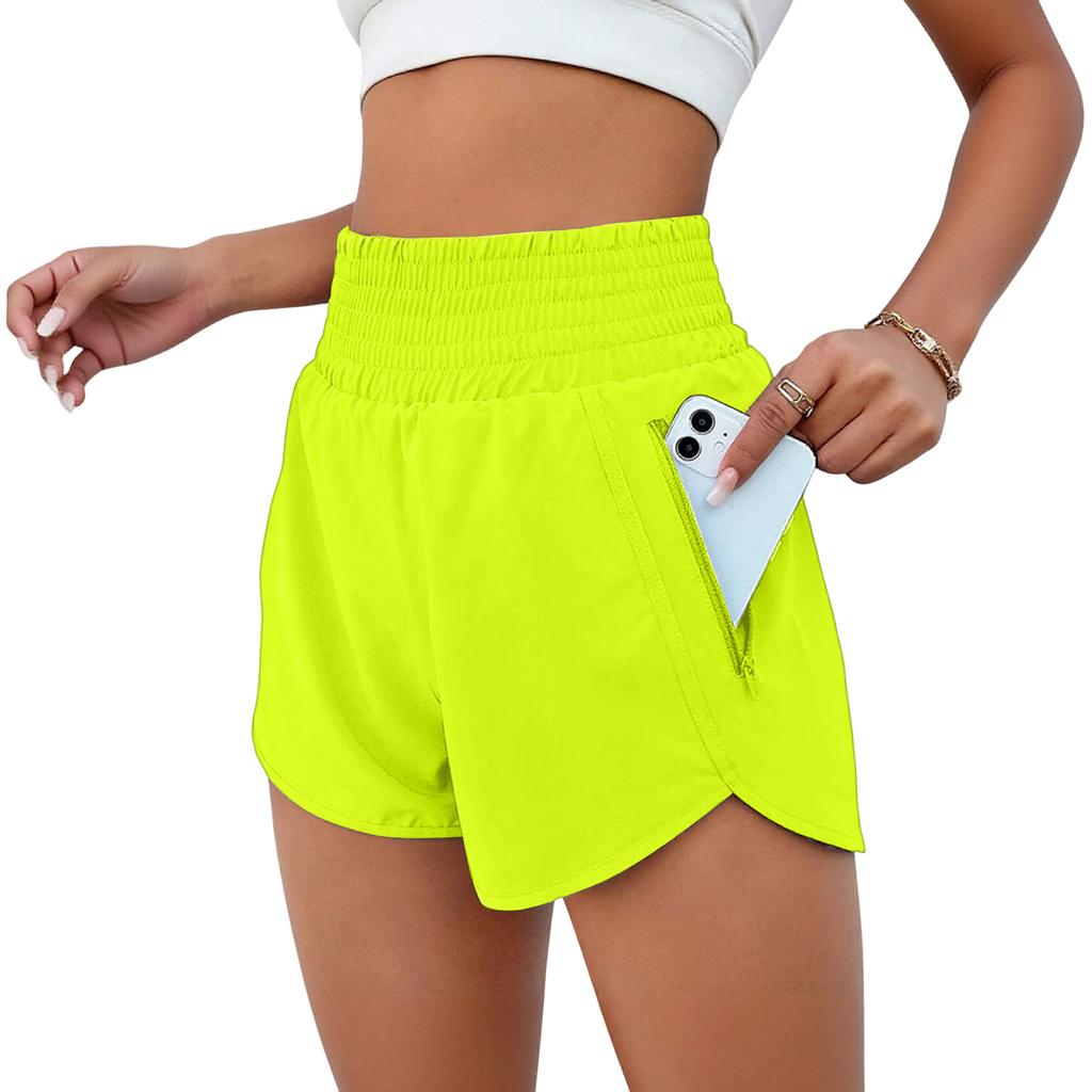 Women's Fashion High Waist Sports Running Yoga Belt Lined Adult Casual Shorts