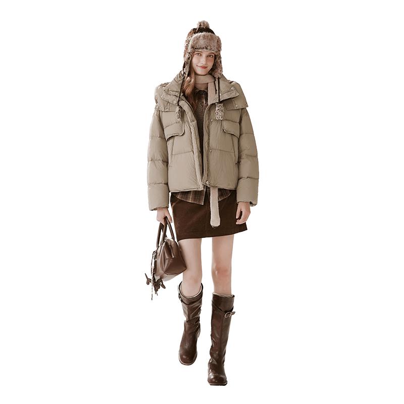 Xiangying Women s Short Hooded Puffer Down Jacket XL