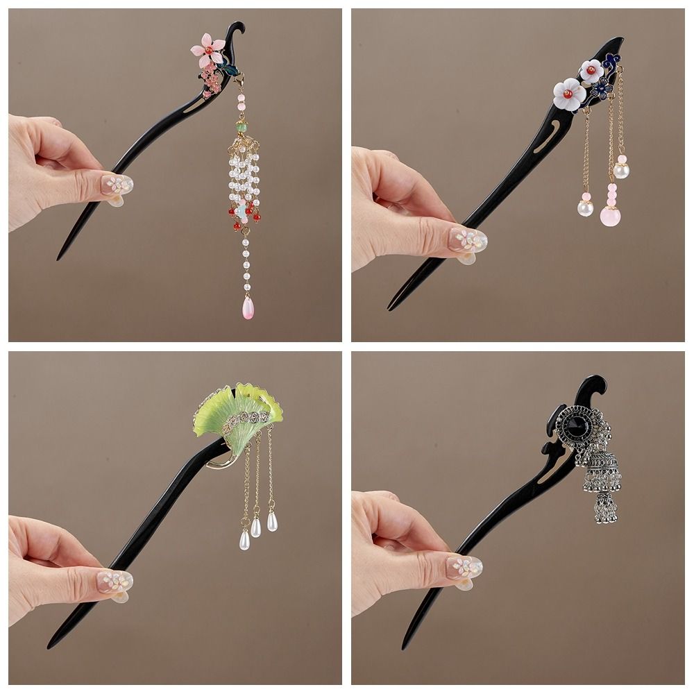 Tassel Sandalwood Hair Stick Wooden Hanfu Headwear Chinese Style Hairpin  Hairstyle Design Tool