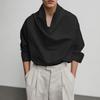 INCERUN Oversized Men Swing Collar Long Sleeve Casual Loose Solid Tops Shirts