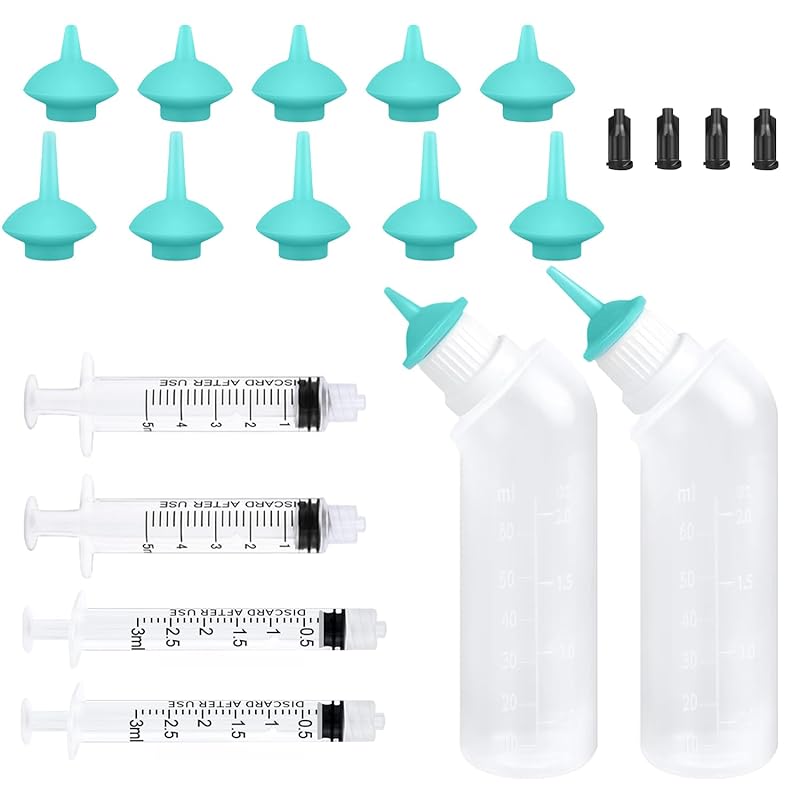 Kitten Puppies Bottles for Nursing Kit,Pet Feeder Bottle with Feeding Nipple and Syringes for All Breed of Puppies Kittens and Other Animals (Green)