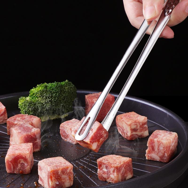 2Pcs BBQ Tongs 304 Stainless Steel Tongs Food Serving Clamp Korean BBQ Meat Tongs Kitchen Cooking Utensils Grill Accessories