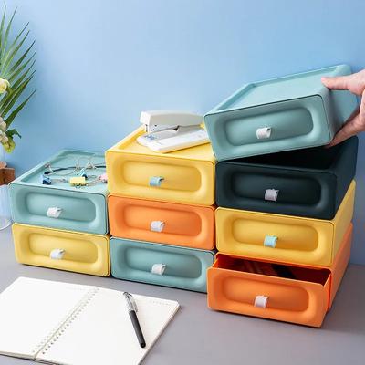 Schreibtisch-Schubladentyp Aufbewahrungsbox Stapelbare Make-up-Aufbewahrungsbox Halter für Kleinkram Kosmetikschrank Schreibtischbehälter für Büro