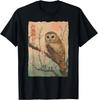 Wise Owl and Cherry Blossoms Tree Japanese Woodblock Art Gift Unisex T-Shirt