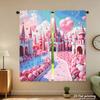 Piece Set High Definition Digital Printed Curtainspink Candy Castle Fantasy Colorful Cartoon Stylehome Decoration Style Curtains Made Of Polyester