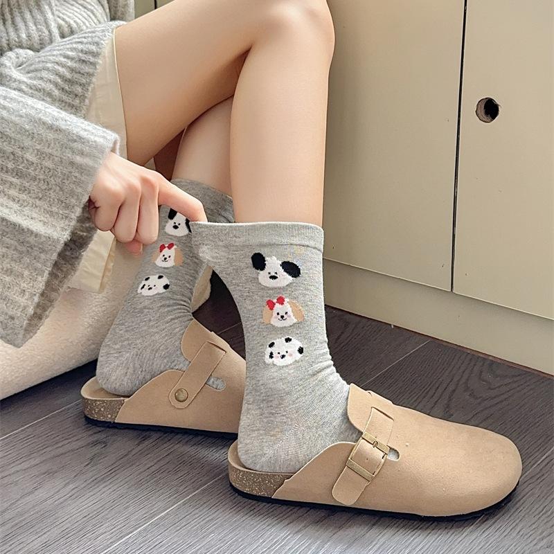 Cute Flocked Three-Dimensional Puppy Socks Internet Celebrity Cartoon Thin Cotton Stacked Socks