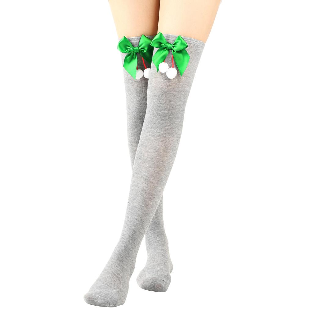 Kniestrümpfe für Damen, hohe Strümpfe, lange Baumwollstrümpfe, gestrickt, warme Socken, schwarz, weiß, rot, gestreift, Weihnachten
