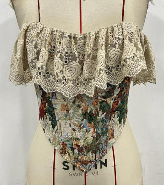Retro Jacquard Lace Patchwork Fishbone Corset - Sexy French Oil Painting Style