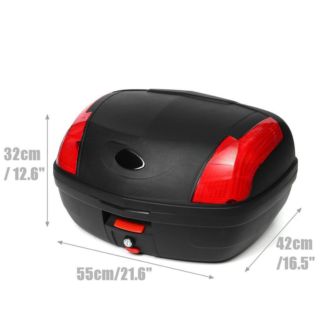 

52 Litre Durable Rear Storage Luggage Topbox Case New Secure Latch Black Motorcycle Trunk With Lock Scooter Top box