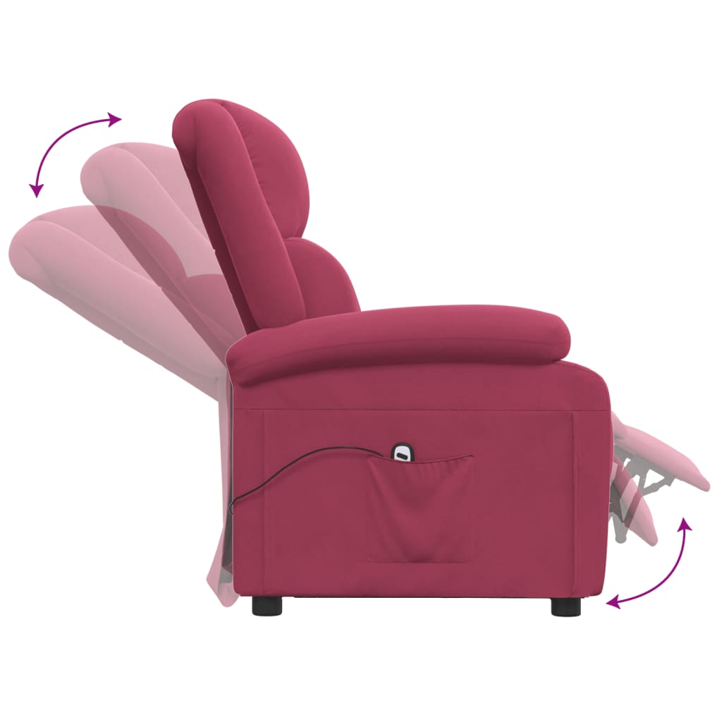 Electric Recliner Chair Burgundy Velvet