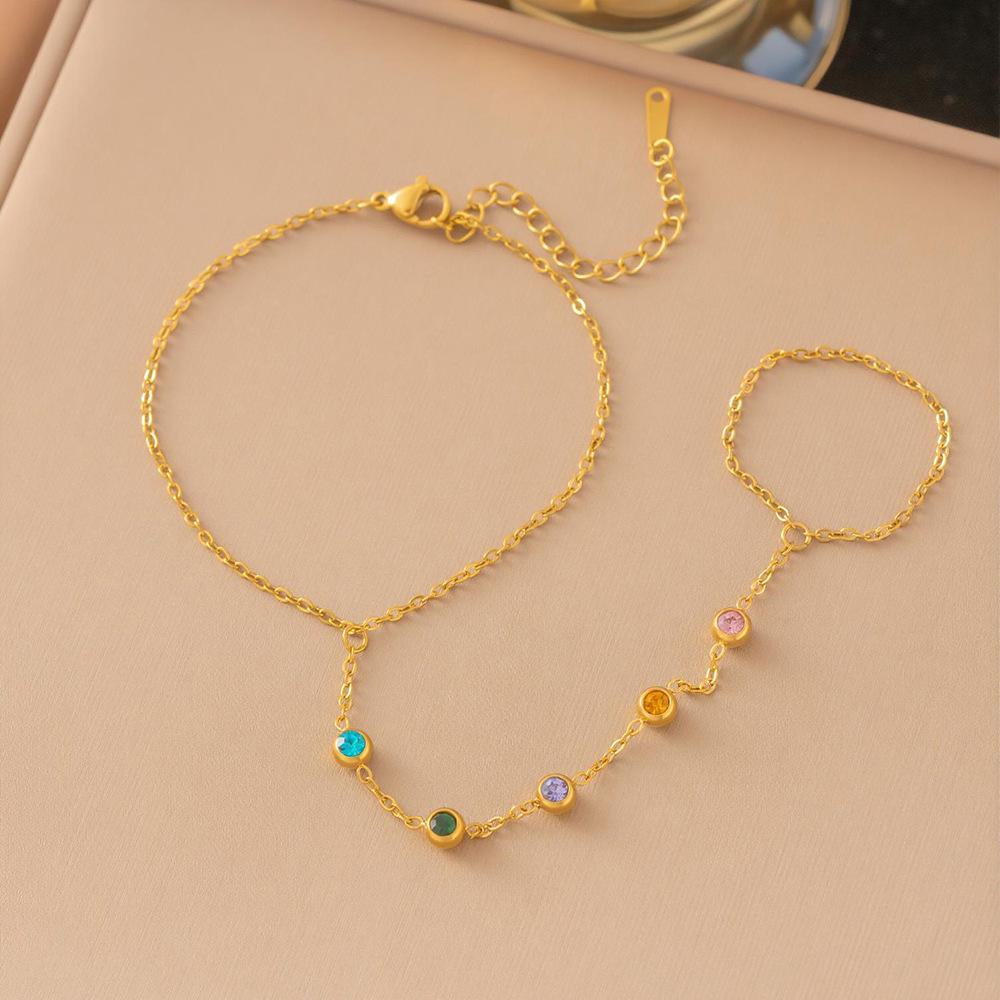 Gold-Plated Double Layer Thin Chain Stainless Steel Hand Chain Jewelry
