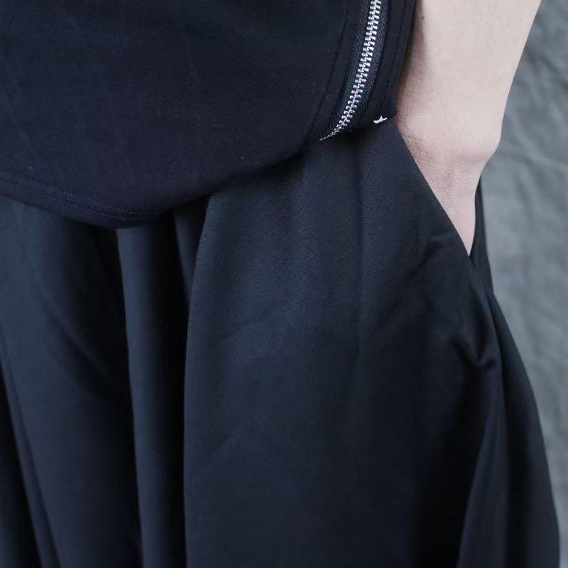 Yamamoto Wide-Leg Skirt Pants: Loose-Fit, Irregular Flare, Japanese-Inspired Casual Wear for Boys