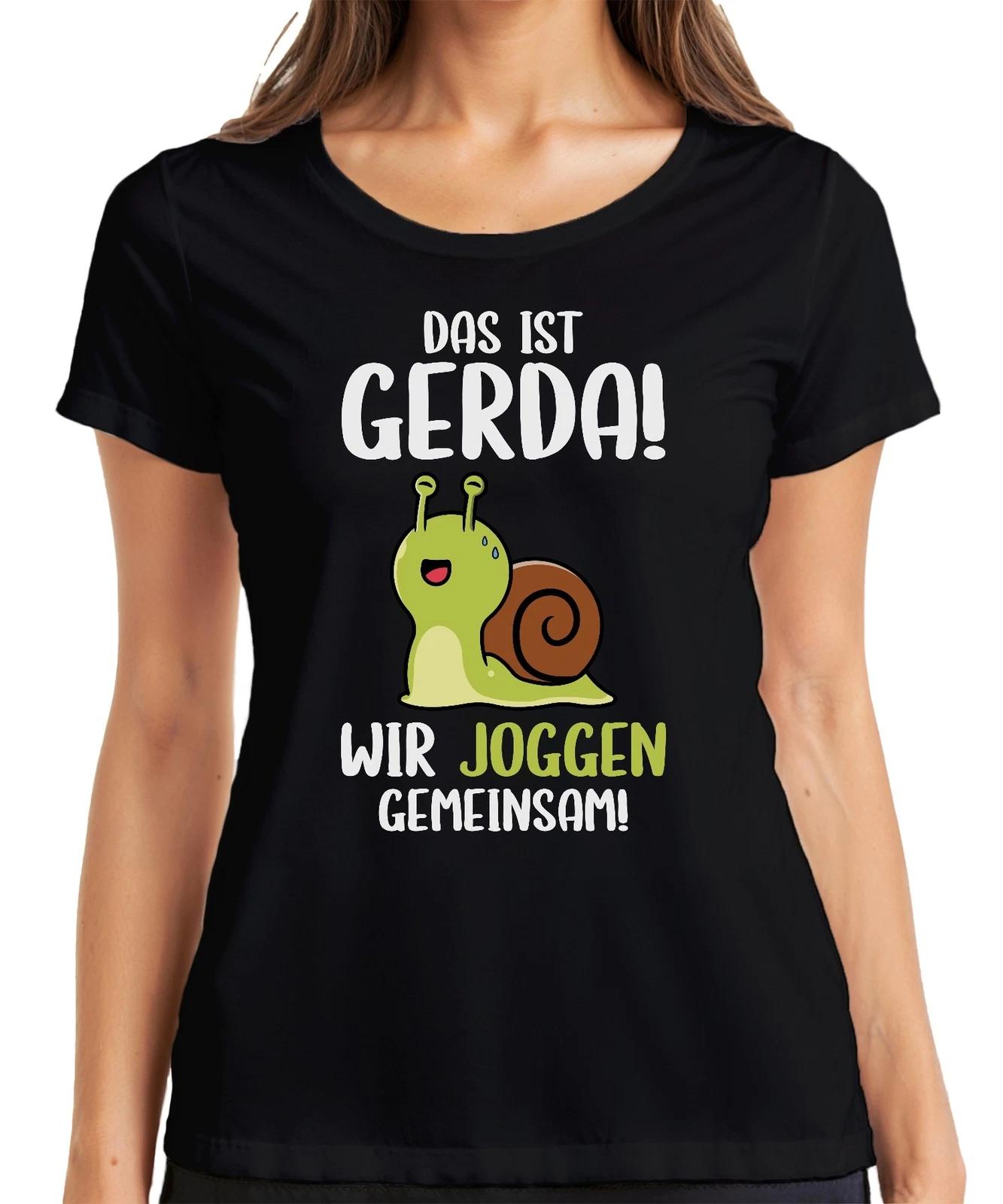 Das ist Gerda wir joggen gemeinsam Schnecke Laufteam Läufer Humor Damen T-Shirt XL