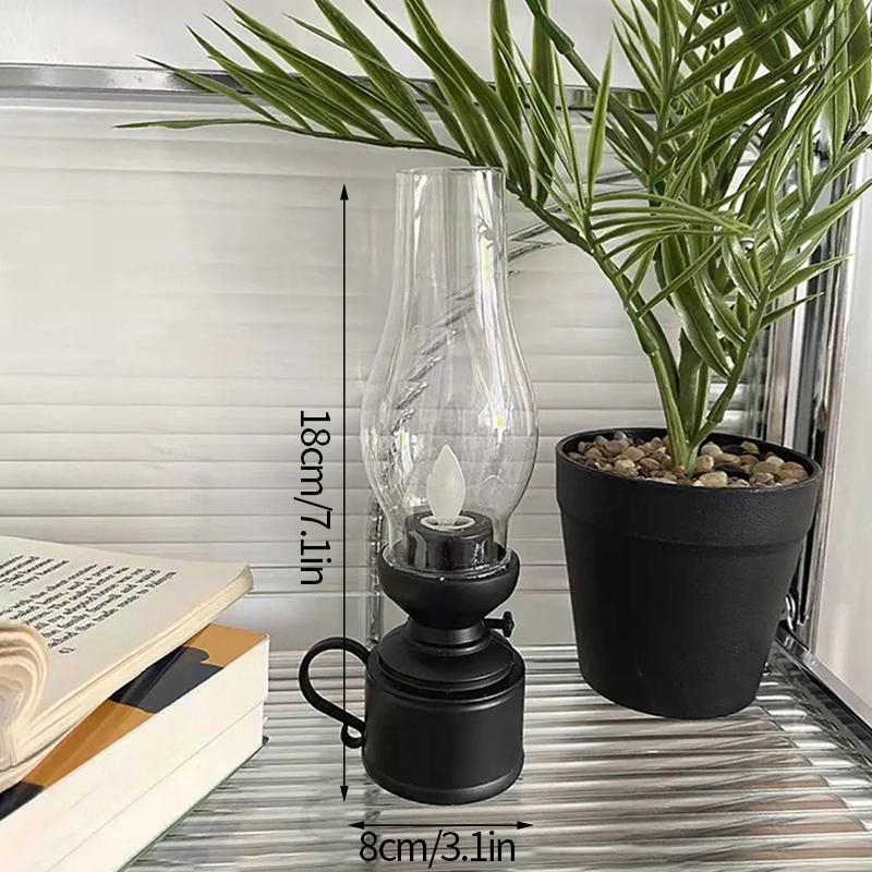 Retro Candle Lamp Flameless Candlestick Night Light Desktop Candle Holders Ornaments Living Room Bedhead Decoration Photo Props