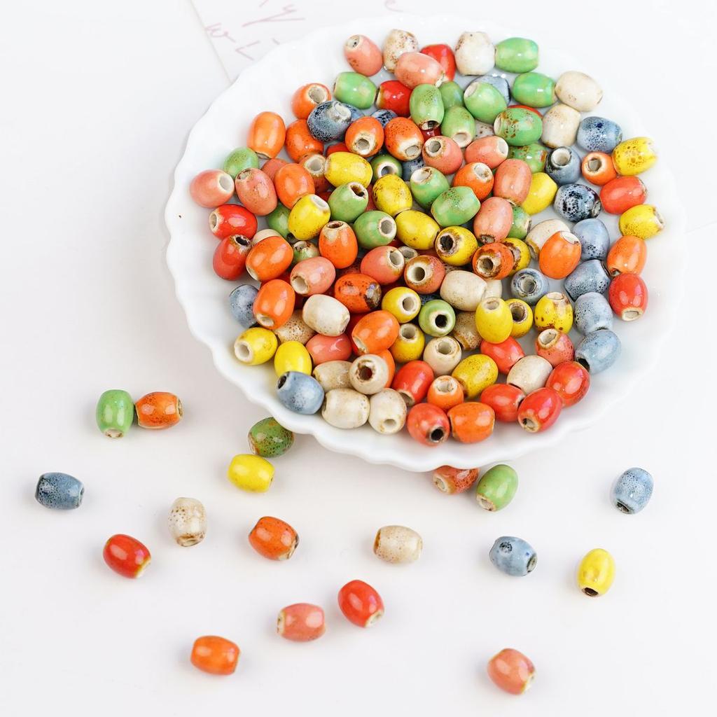 Jingdezhen straight hole ceramic bead rice bead special-shaped bracelet accessories string bead material DIY jewelry wholesale