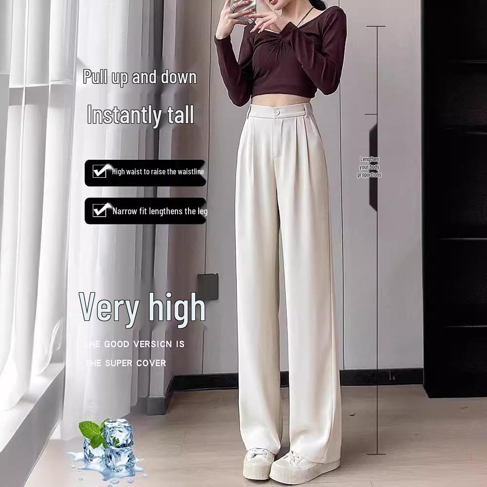 Women's High-Waist Wide-Leg Pants: Spring/Summer Straight Suit, Loose & Slim Fit.
