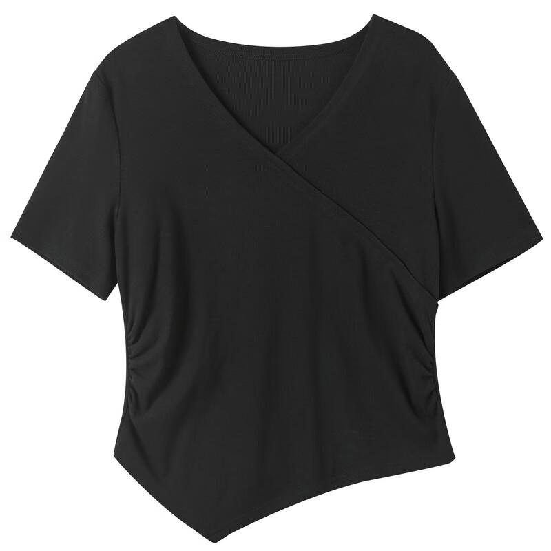Women's Plus Size V-Neck Asymmetric Slim-Fit T-Shirt