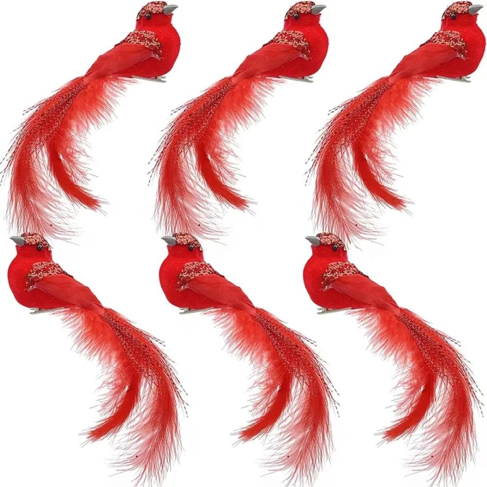3 Stücke Künstliche Rote Vögel Imitation Vögel Clip-On Cardinals Gefiederte Vögel Weihnachtsbaum Ornament Schaum Weihnachten Garten Dekor