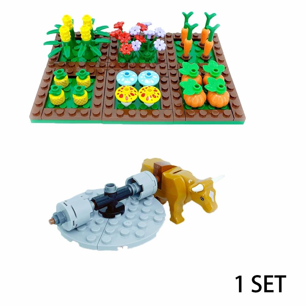 MOC Set Fermă Blocuri de Construcție Plantă Cultură Dovleac Grajd Cal Vaca Cerc Animale Oraș Vedere Stradală Cărămizi Model Jucării