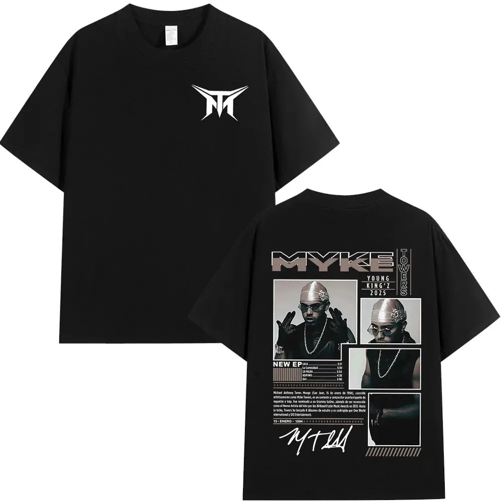 Rapper Myke Towers Graphic T-shirts Men Women Fashion Hip Hop Oversized T Shirt Comfort Cotton Short Sleeve T-shirt Streetwear
