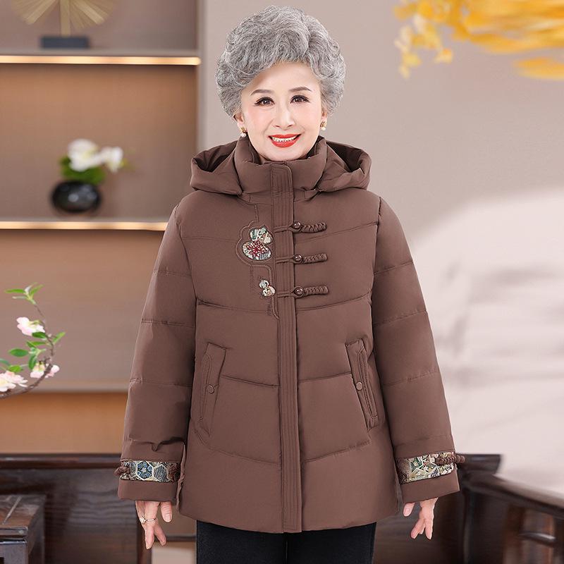 

Mom s Winter Fashion: Chinese-Style Cotton Padded Jacket for Middle-Aged & Elderly with Wide-Leg Design and Extra Warmth. 4XL (145-160 jin)