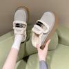 Pantoufles à semelles épaisses en velours pour femmes, chaussures d'extérieur 2025, nouvelles pantoufles moelleuses d'hiver à enfiler, bottes de neige, chaussures en coton