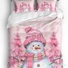 Weihnachten Schneeszene Schneeflocken Wichtel 3-teiliges Bettwäscheset für Doppelbett Heimtextilien Bettbezug Steppdeckenbezug Kissenbezug