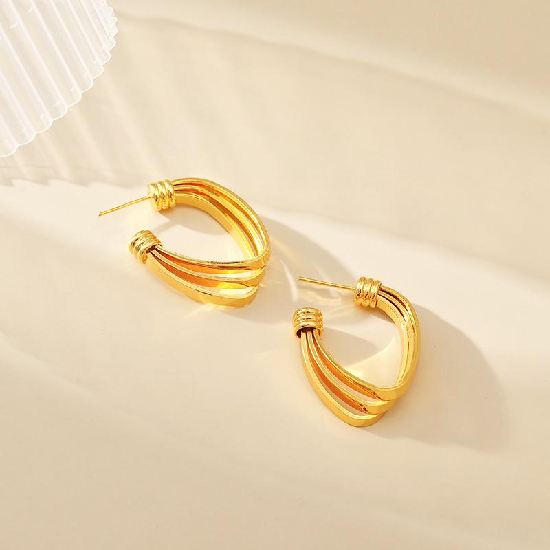 Duże Serce Trzy Warstwy Kolor Złoty Gładki Metal Kolczyki Wiszące dla Kobiet Minimalizm Sztuka Brincos Hiperbola Moda Biżuteria na Imprezę