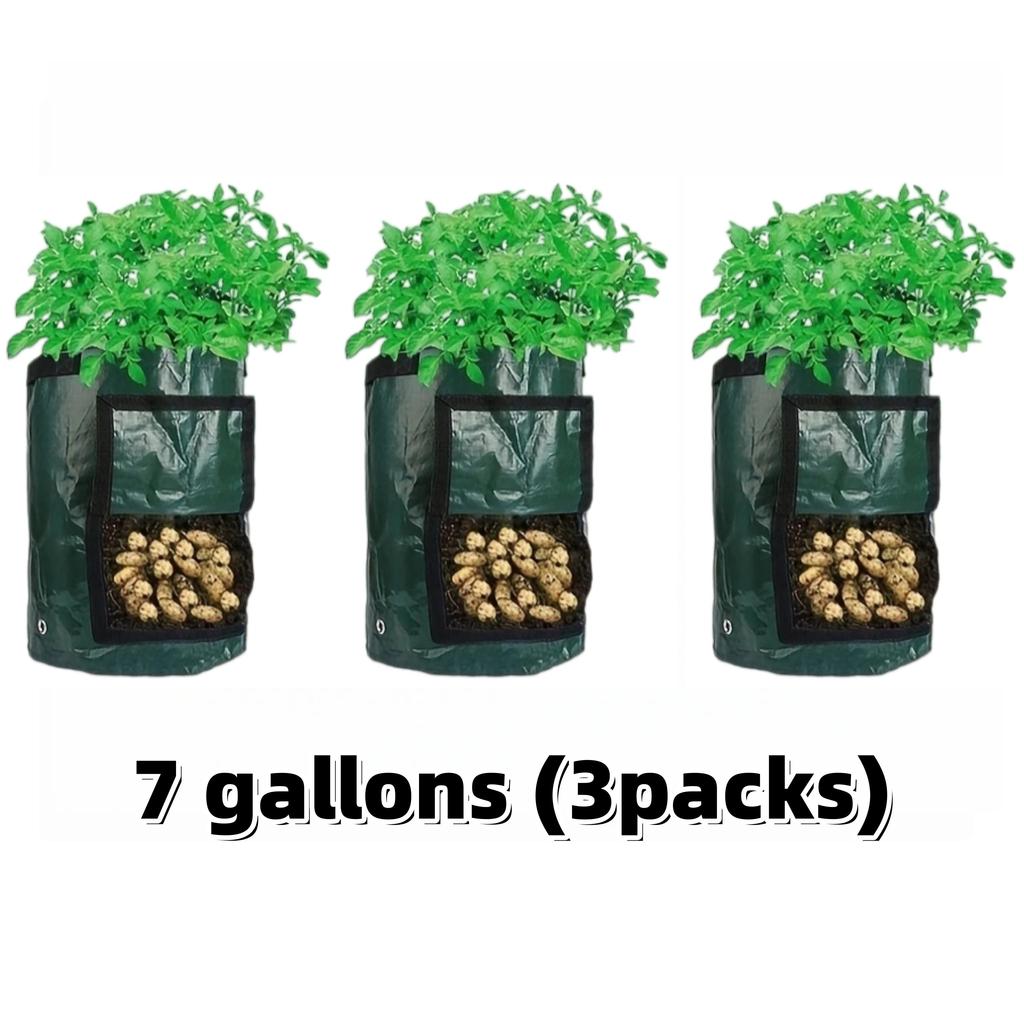 Potato Grow Bags Durable Thickened with Flap Handles Green 5/7/10 Gallon Garden Vegetable Grow Bags