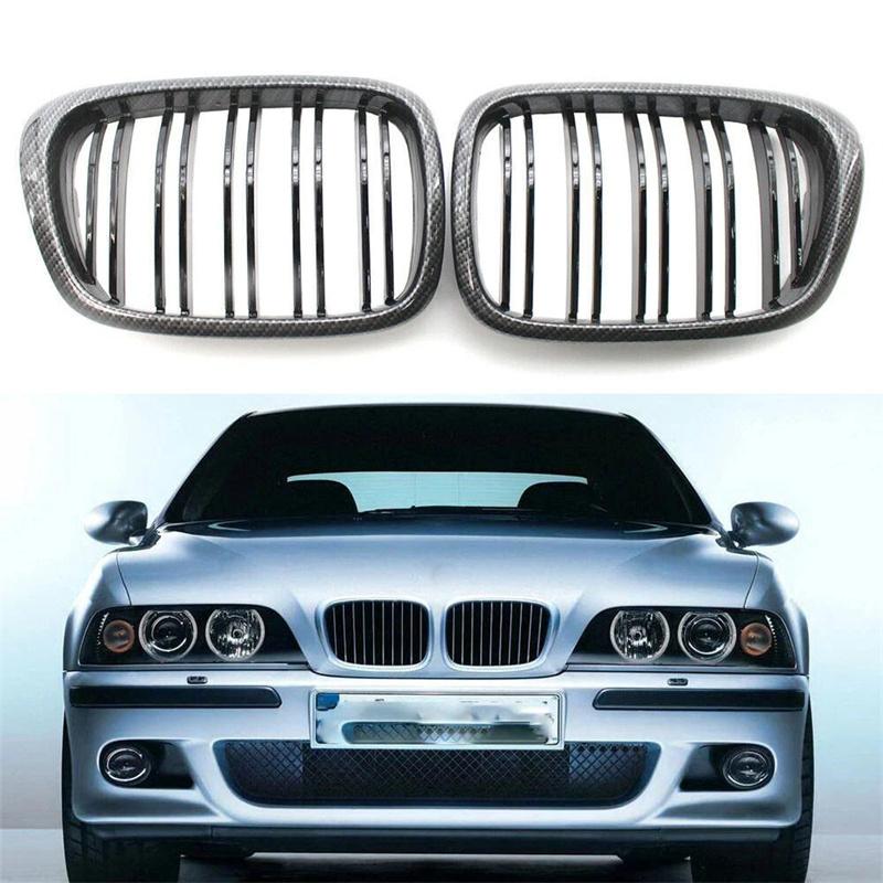 For Bmw 5 Series E39 525 528 530 535 1999-2003 Car Grille Front Kidney Grill Double Line Black 51137005837 51137005838