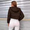 Winter Women's Fashion Hooded Short Puffer Jacket French Style Streetwear Cropped Padded Coat