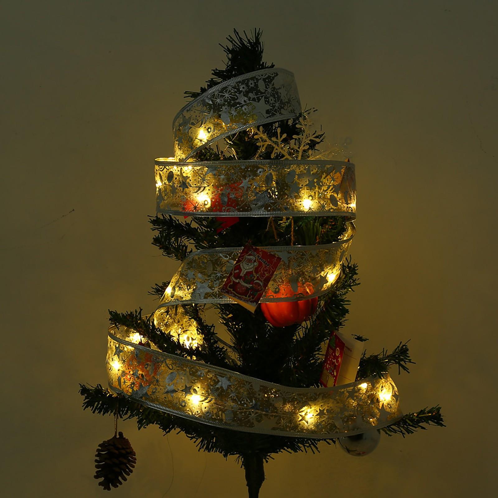 

Украшение рождественской вечеринки 10 м лента ночник Рождественская елка светодиодная строка золотой