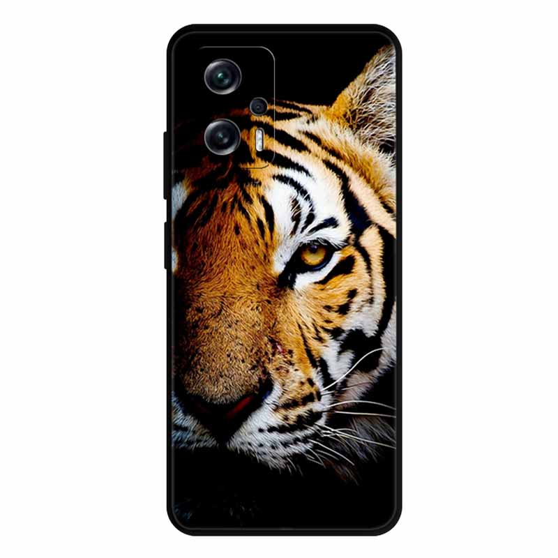 For Xiaomi Poco X4 GT Case X4GT X 4 GT Wolf TPU Silicone Soft TPU Back Cover for Poco X4 GT Para Cartoon Black Edge Fundas Coque