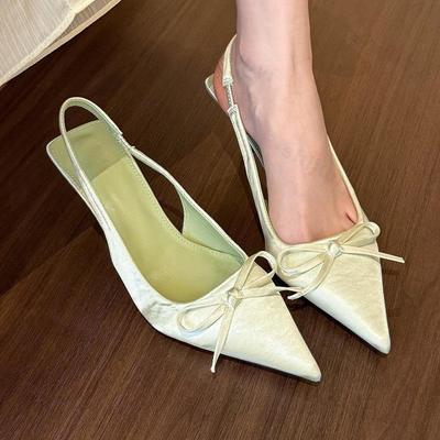 Damen Sandalen 2025 Sommer Neu Spitzschuh Dünner Absatz Einfarbig Hochwertige Mode Sandalen Bankett Sandalias De Mujer