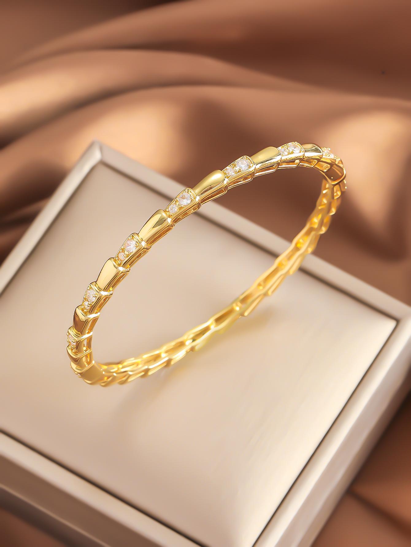 

Европейский и американский роскошный браслет-змейка из циркония с золотым покрытием - Высококачественный ретро-стиль для женщин золотой