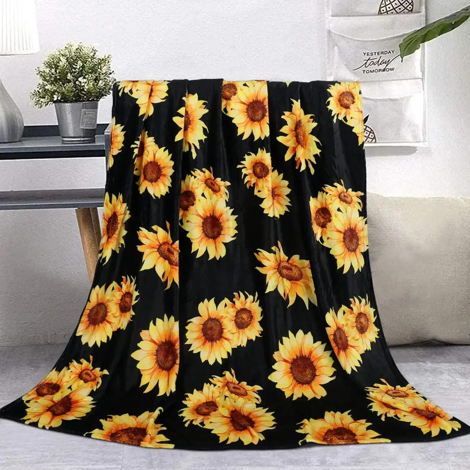 

Sunflower Print Super Soft Throw Blanket for Bed Couch Sofa Lightweight Travelling Camping Throw Size for Kids Adults Women Boys 80x120cm