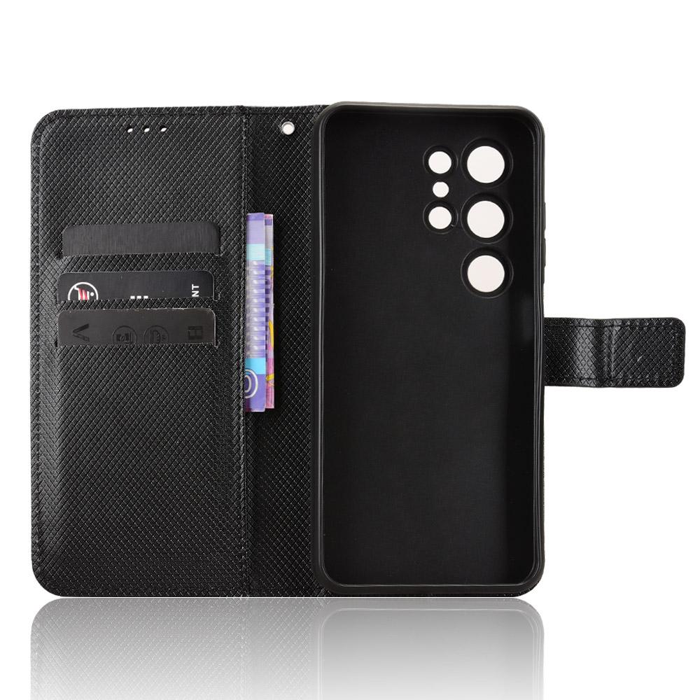 For Oukitel C2 Leather Wallet Case with Strap Diamond Texture Phone Cover