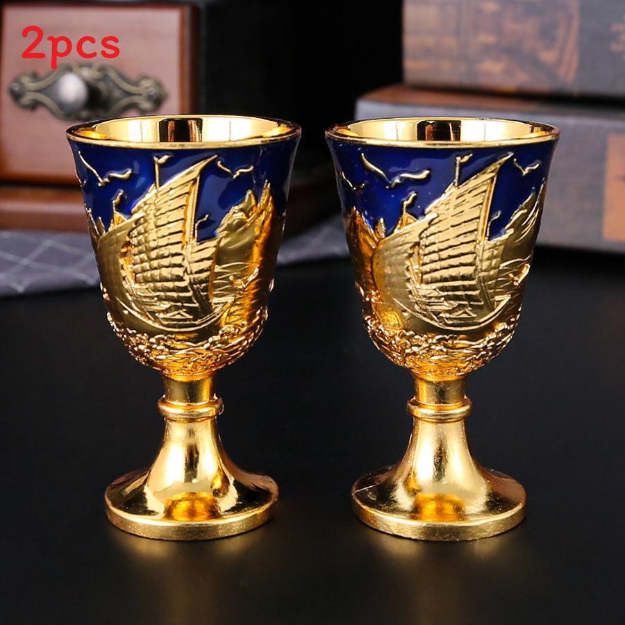 Vintage Metal Water Cup Set With Geometric Design For Home Decor And Giftgiving