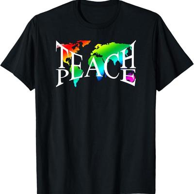 Teach Peace I Earth Sign Hippie T Shirt