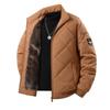 2026 Mens Fleece Lined Padded Jacket Stand Collar Loose Fit Winter Warm Coat Middle-aged
