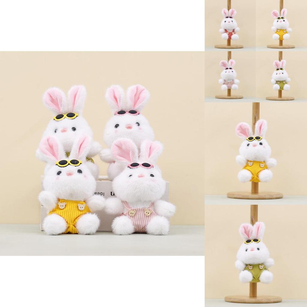 Plüschhasen-Schlüsselanhänger mit Latzhose und Sonnenbrille für Kinder und Sammler