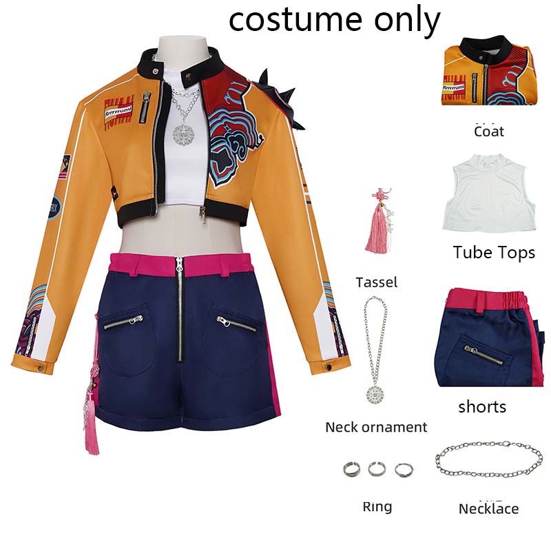 

Костюм для косплея Руми Kpop Фильм Охотники на демонов Идол Руми Красочная униформа Группа Сексуальные наряды для переодевания для женщин Хэллоуин Комик-Кон 150CM