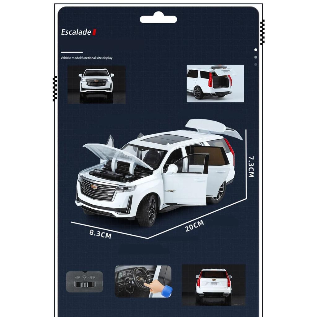 1/24 Escalade SUV Alloy Car Model Diecast Metal Off-road Vehicles Car Model Sound Light Simulation Collection Childrens Toy Gift