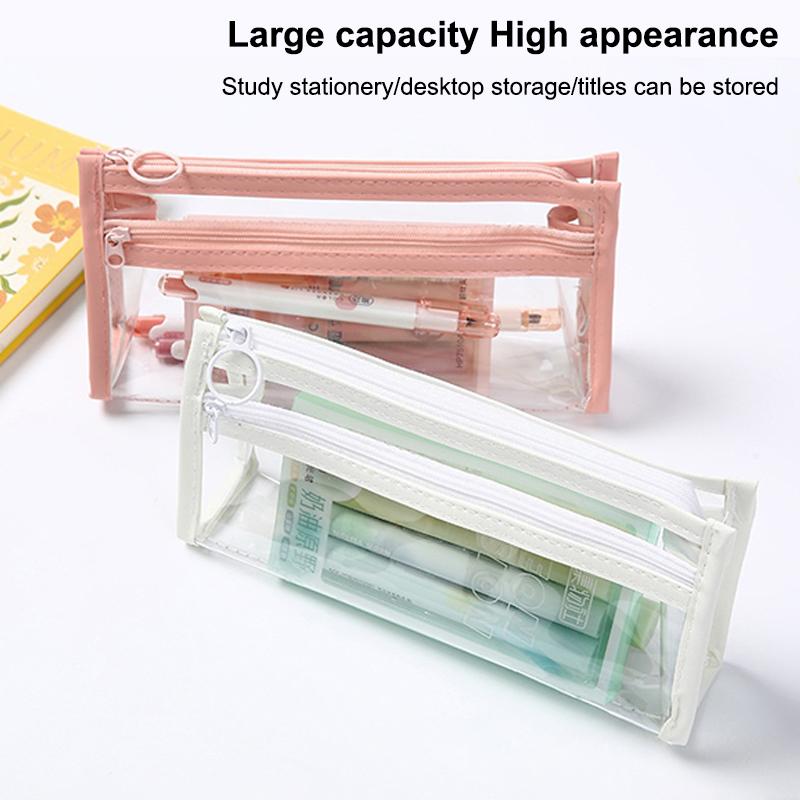 Transparent Pencil Case Large Capacity Simple Pen Bag Waterproof Cosmetic Bag School Study Stationery Office Supplies Makeup Bag