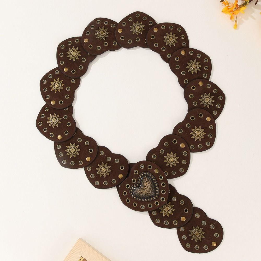 Wide Heart Belts Metal Cowboy Waistband Personality Metal Rivet Belts  Waist Accessories