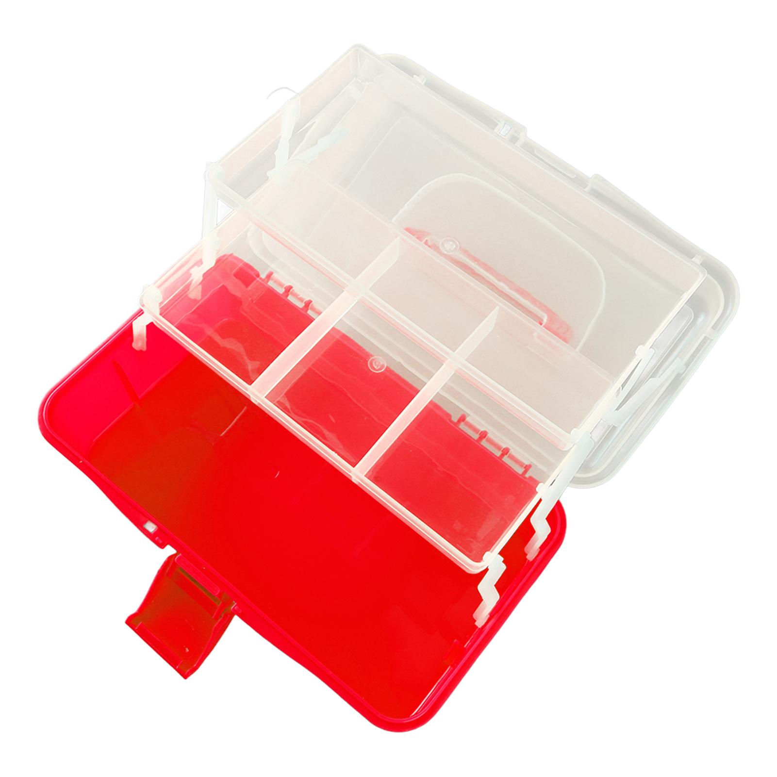 

Трехслойный ящик для хранения, пластиковый складной ящик для инструментов, портативный многоцелевой органайзер с ручкой для искусства красный